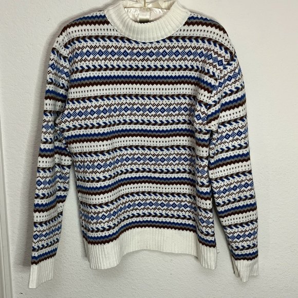 Vintage Other - Vintage Blue White Sweater Randolph Hall Grandpa Striped Pullover 80s 90s Sz M